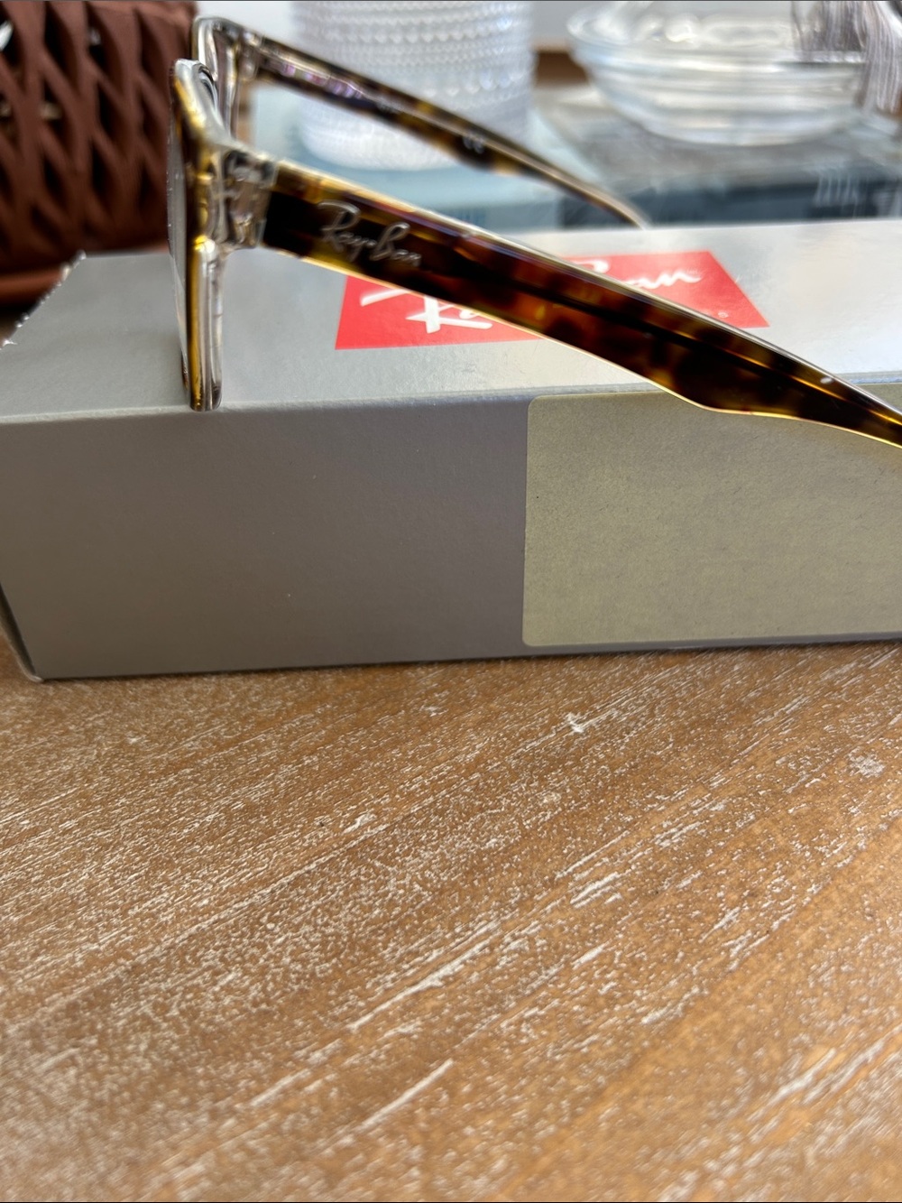Ray-Ban Men's Tortoise Shell Rectangular Glasses - Brown - Picture 2 of 2